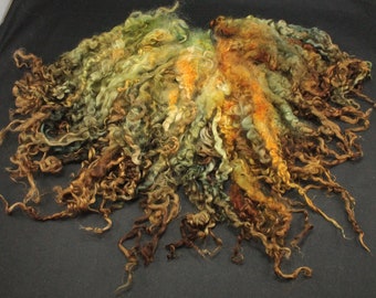 Teeswater separated locks, hand painted fiber fleece for spinning and felting, 2.8 oz