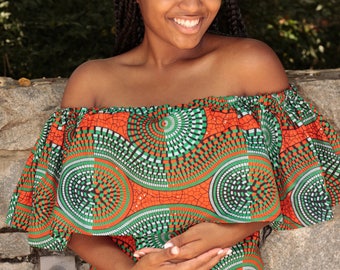 Ginika Dress - Off shoulder ankara dress
