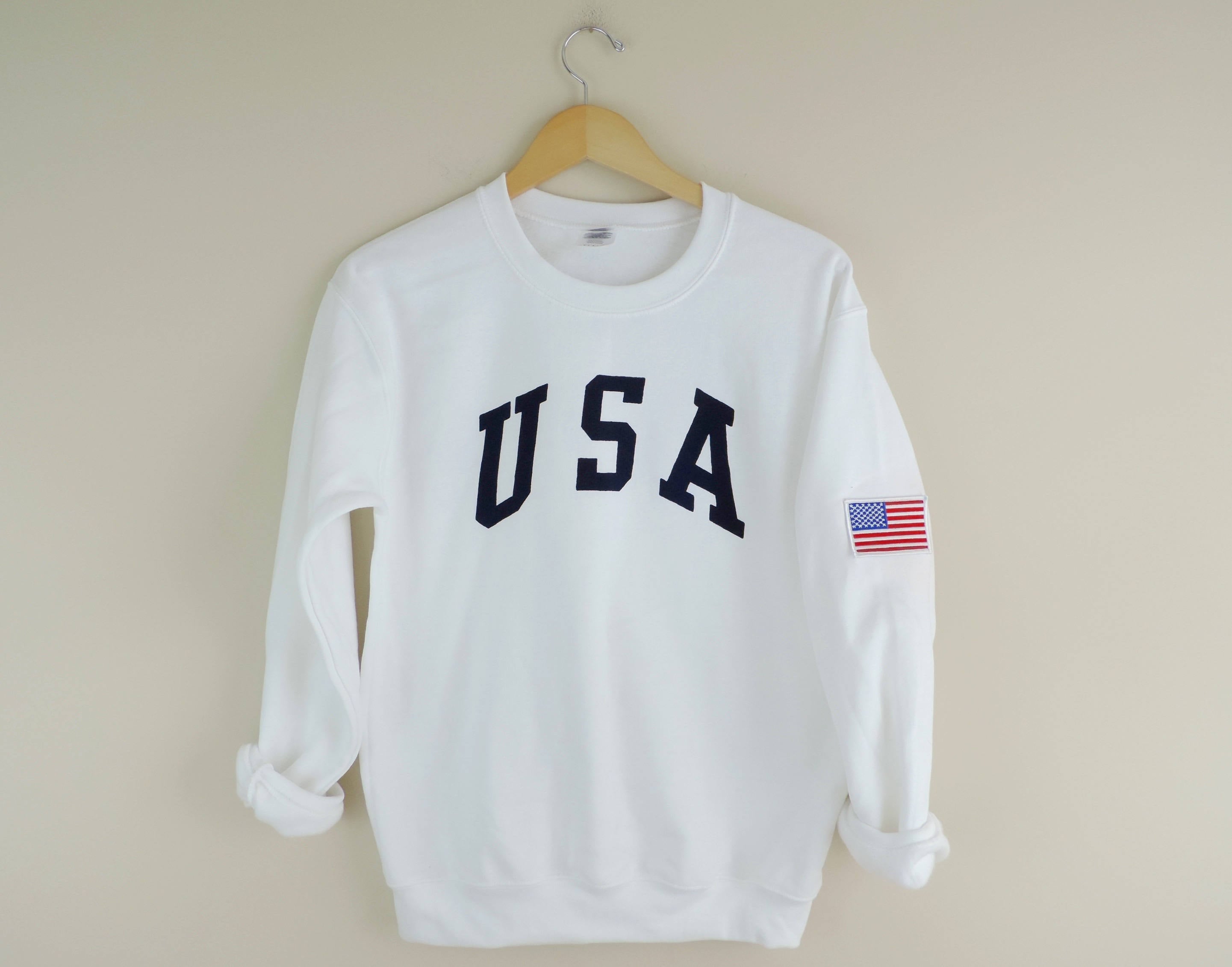 New Retro USA Navy Ink Crewneck Sweatshirt with American Flag