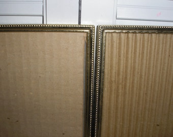Vintage: Brass Picture Frames W/Glass and Easel Matching Pair