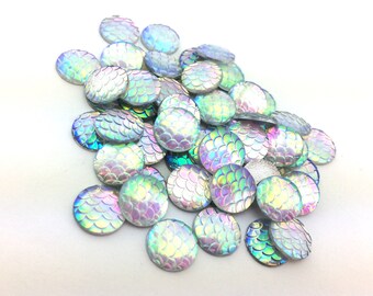 100pcs Rainbow Mermaid Supplies - DIY Mermaid Costume - Scale Cabochons - 12mm Wholesale Cabochons - Flat Back Glue On Round
