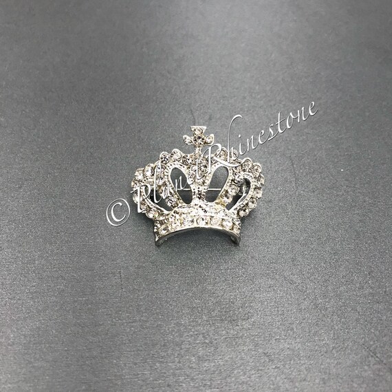 Silver Small Rhinestone Crown Brooch #BR-5