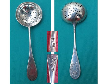 Tea Strainer Spoon in Solid Silver from Riga, Latvia