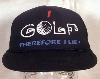 vtg 80s mesh/foam I Golf Therefore I Lie Snapback Trucker Hat Cap indie