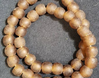 Ghana Recycled Glass Beads - 12mm - 13mm African Glass Beads, Brown Seaglass Beads (ROUGH)