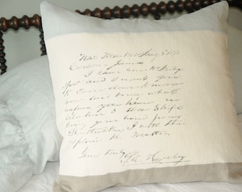 Linen Colorblock Script Pillow