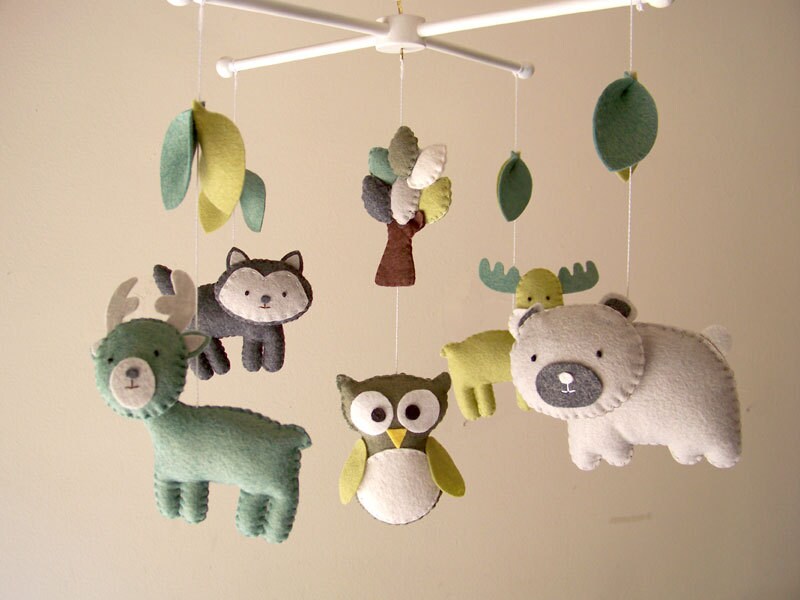 Baby crib mobile forest mobile animal mobile felt mobile