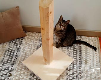 Wood Cat Scratching Post - 30 Inch Cedar Scratching Post