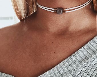Double Strand Necklace with Gemstone