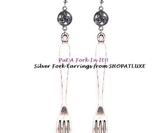 PUT A FORK In It - Silver Fork Earrings For That Foodie