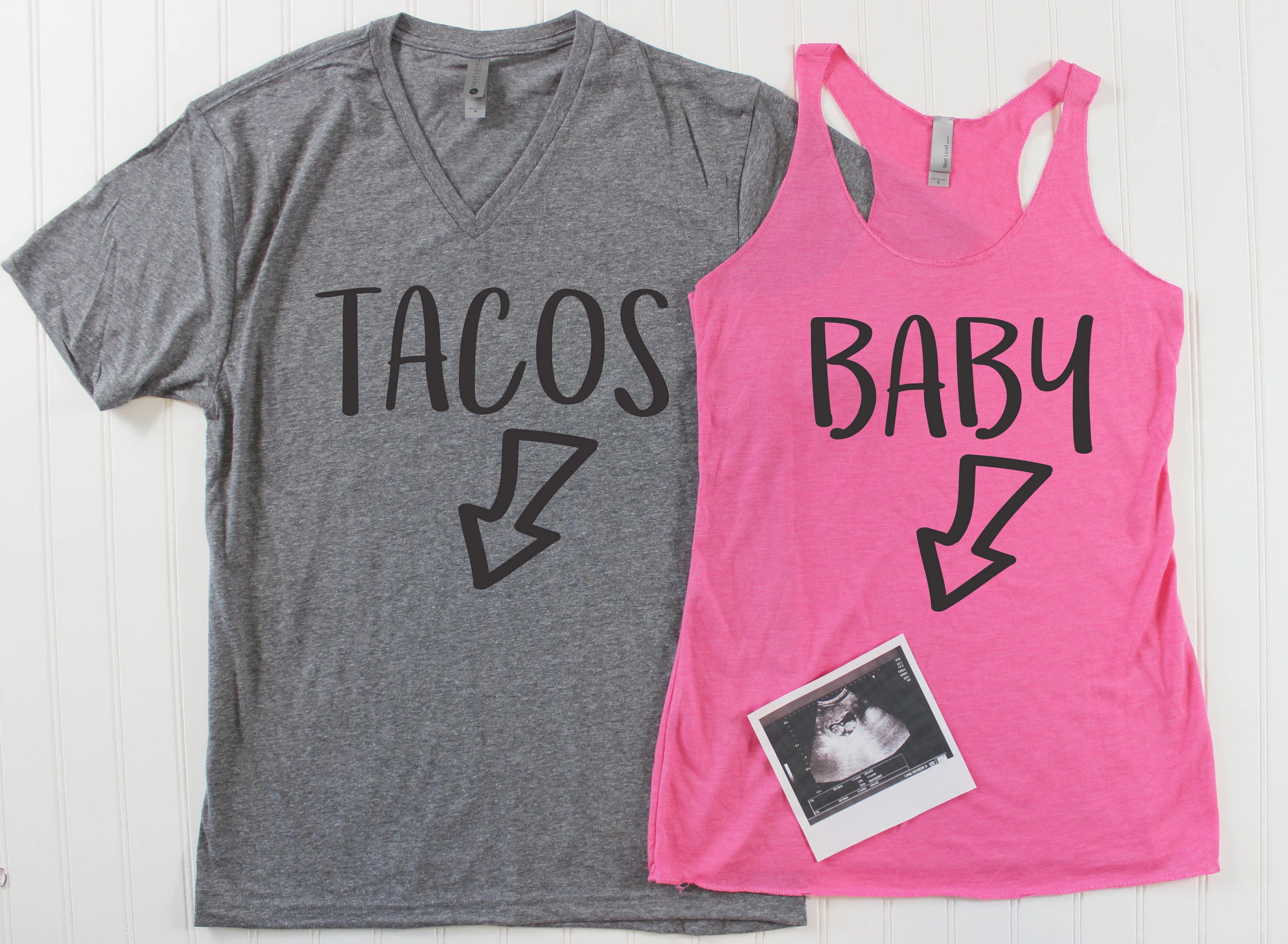 his and hers pregnancy announcement shirts