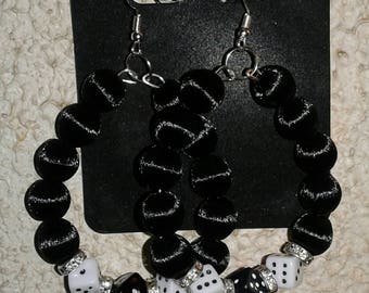 Black casino dice earrings