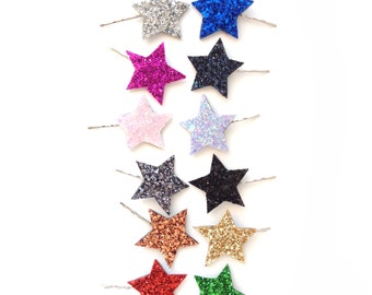 Glitter Star Bobby Pin Pair