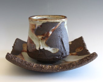 Yunomi with a Saucer, Tea Cup and Saucer, handmade ceramic tea cup, ceramics and pottery, pottery tea cup, stoneware cup