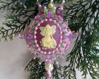 Enchantress of the Garden beaded satin ornament