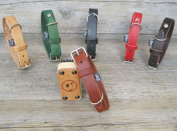 Leather Dog Collar, Classic Dog Collar, Brown Dog Collar, Colorful Dog collar, Handmade Dog Collar, Durable Dog Collar, Plain Dog Collar