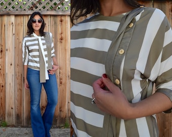 Vintage 80s Striped BLOUSE M