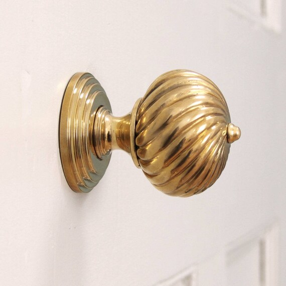 Solid Brass Burcot Spiral Door Knobs