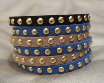 multi strand magnetic suede studded Cuff Bracelet