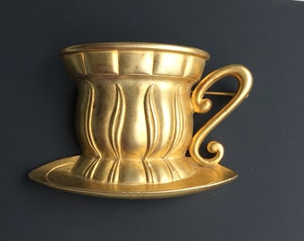 Lovely large coffee cup brooch