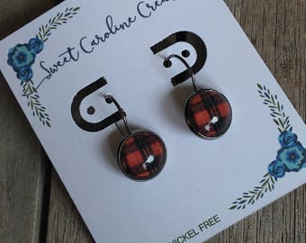 Red Tartan dangle earrings
