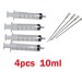 Pack of four (4) 10ml (10cc) syringes with blunt filling needles for filling ink cartridges by Epson, HP, Canon, Brother, or craft project