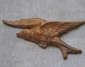Flying Bird Stamping, Bird Finding, Jewelry Finding, Bird Stamping, Vintage Stamping, Copper Brass Stampings