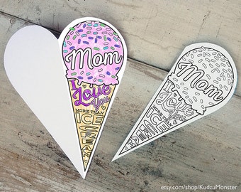 INSTANT DOWNLOAD Mother's Day Card Coloring page printable