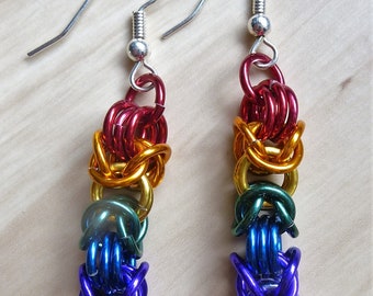 Rainbow Chainmaille Earrings