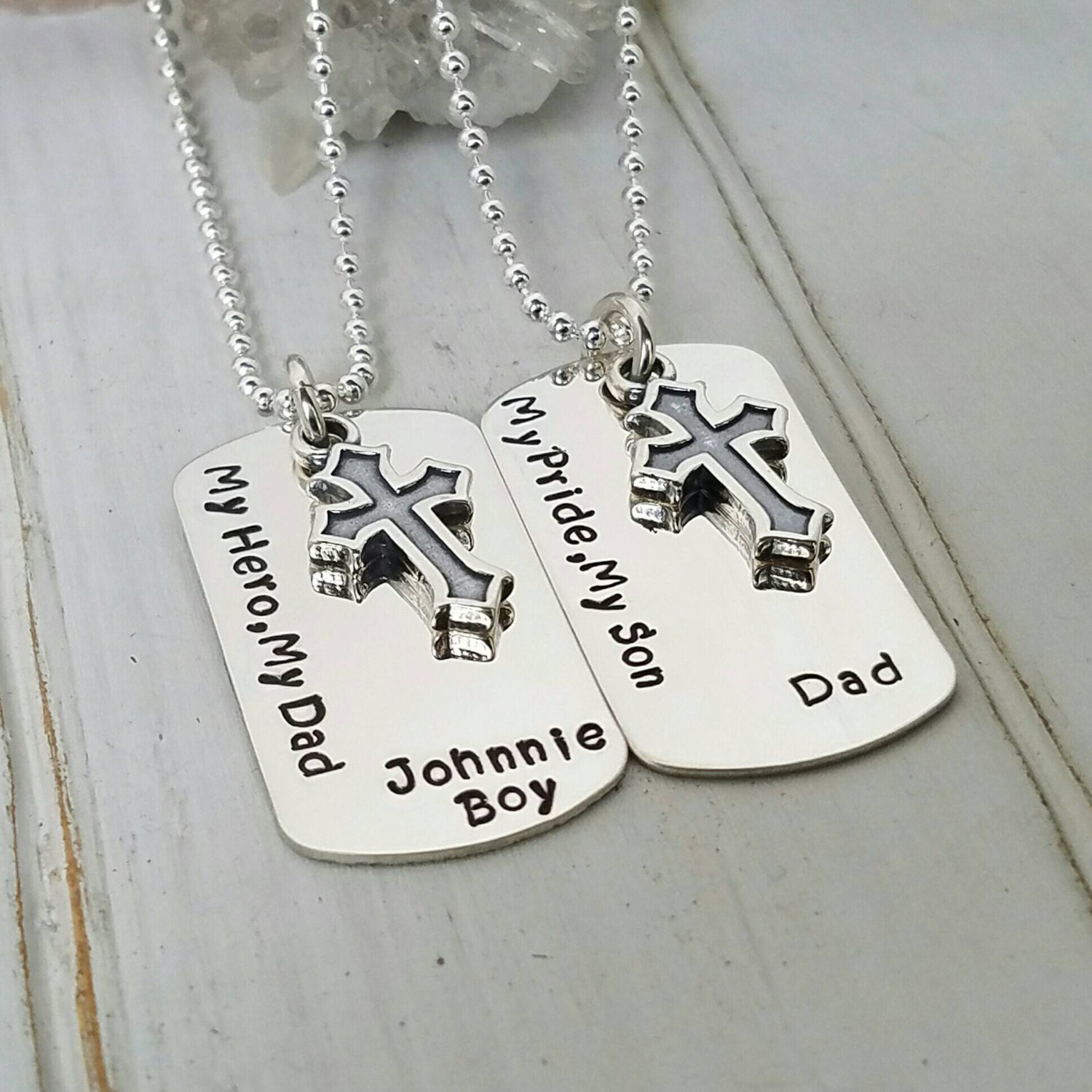 Father and Son Matching set Sterling silver dog tags 2