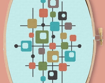 MID MOD COLLAGE - Modern Counted Cross Stitch Pattern - pdf instant download