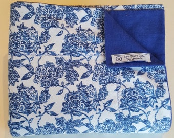 Blue Floral Baby Blanket