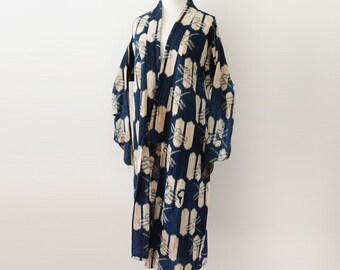 Noragi Coat Japanese Vintage Dragon fly Kasuri Aizome Fabric Indigo Dyed Antique Kimono 野良着 藍染 襤褸 とんぼ絣 ジャパン ヴィンテージ 20~30年代