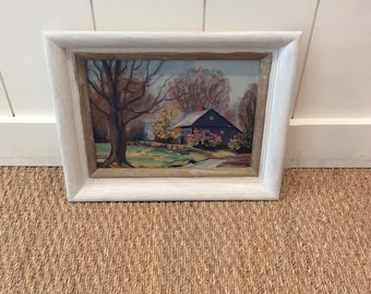 Vintage 1950s Framed Landscape Oil Painting