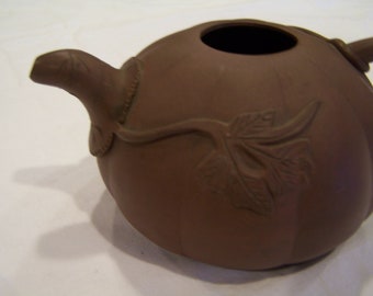 Vintage pumpkin teapot, clay