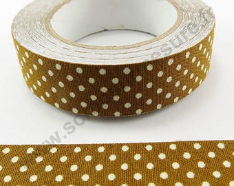 Adhesive fabric - Brown with polka dots - 15mm x 5 m