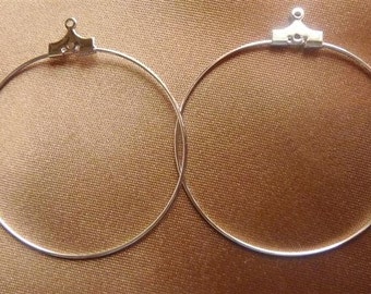 Beading hoops, Silver-Plated Brass, 40mm With Loop , Pack of 12 beading hoops.