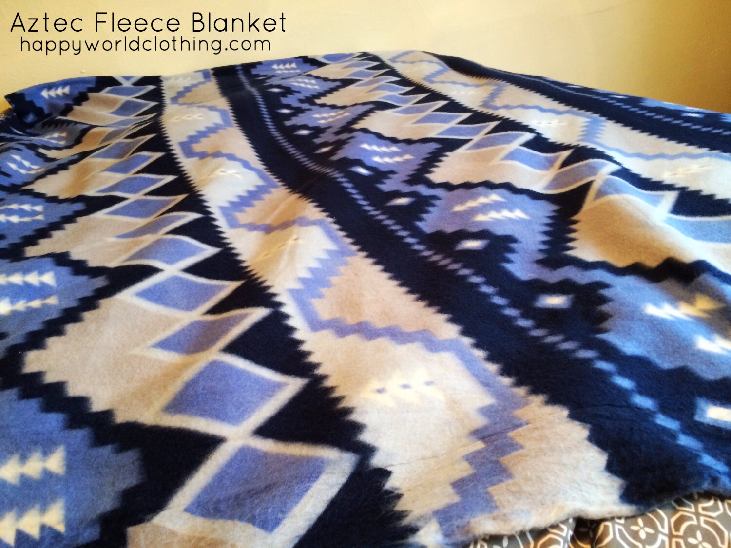 Blue Aztec Fleece Blanket Aztec Navajo Native Printed
