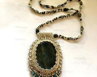 Embellished Labradorite Pendant Necklace