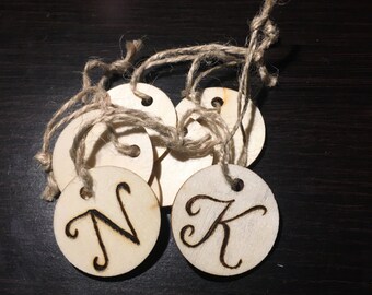 Wood-Burned Letter Tags