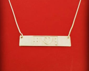 Braille necklace braille name necklace braille jewelry karma necklace sterling silver