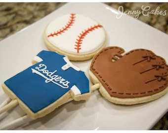 24 Baseball / LA Dodgers Decorated Butter Cookies or Cookie Pops