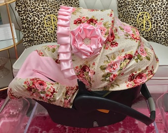 Baby Car Seat Covers, Roses Infant Car Seat Covers, Baby Girl Infant Car Seat Covers, Rambling Roses Baby Seat Covers, Fancy Baby Car Seats