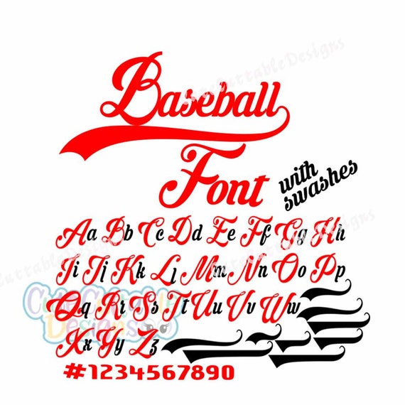 Download Baseball Font SVG Eps Dxf Silhouette Numbers Cut file for