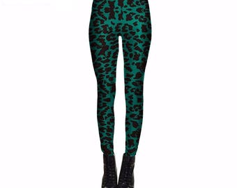 Green Leopard Print Leggings