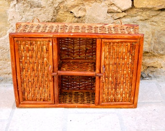 Small vintage rattan shelf