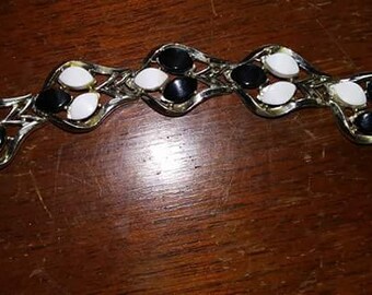 Vintage black and white thermoset bracelet