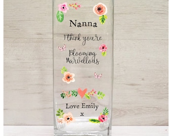 Personalised Printed Mothers Day Vase - I Think You Are Blooming Marvellous