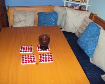 054 Set of 4 Red Mosaic Coasters