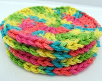 Crochet Cotton Coasters - Springtime Colors
